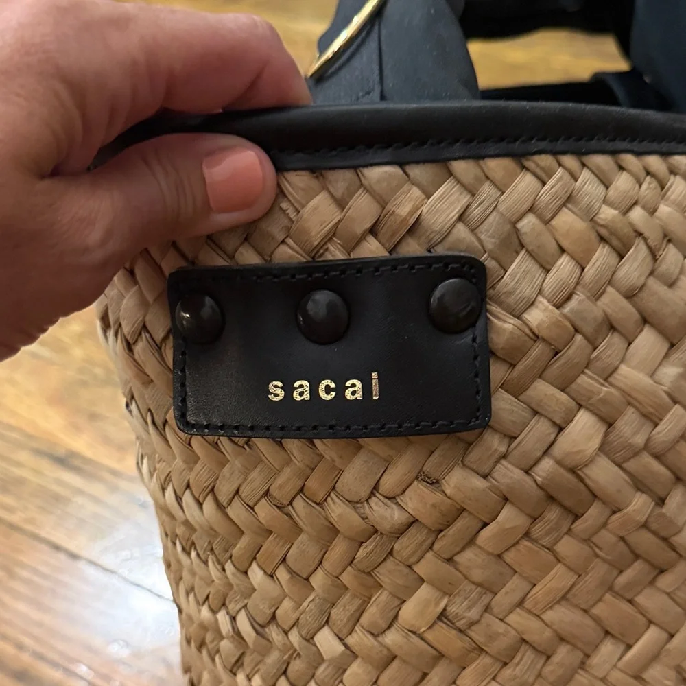 Sacai Black and Tan Woven Tote Bag - Picture 4 of 5